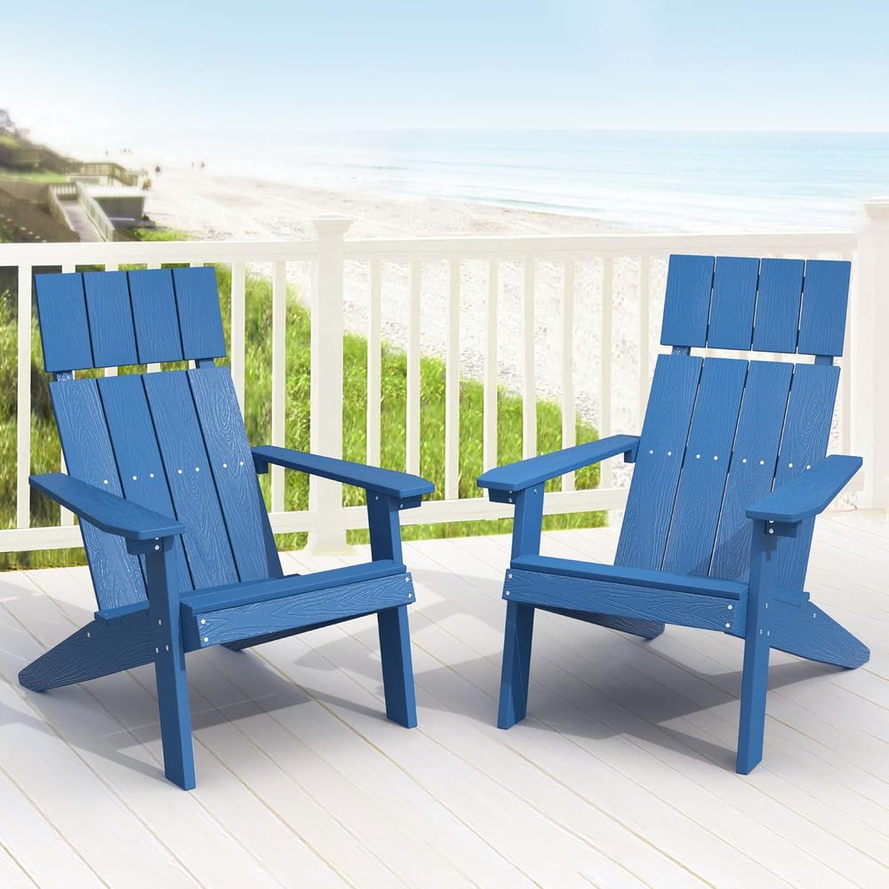 Adirondack Chair Wood - Set of 2 Navy Blue High-Back