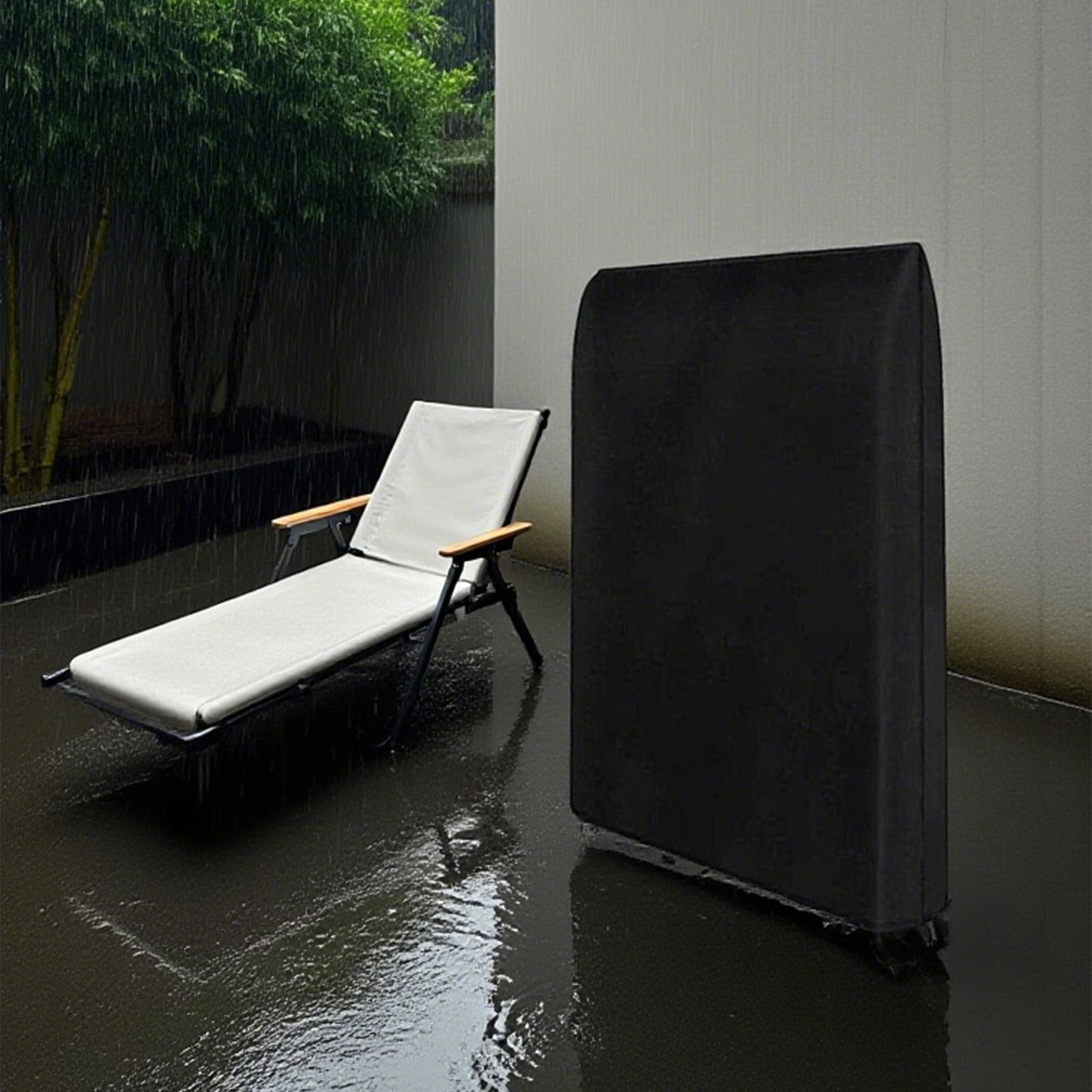 Outdoor Furniture Cover - Garden/Outdoor Folding Chair Cover, Black Waterproof