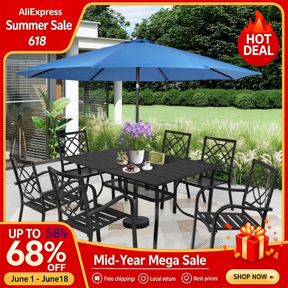 Outdoor Furniture Iron - 8Piece Outdoor Wrought Iron Chairs and