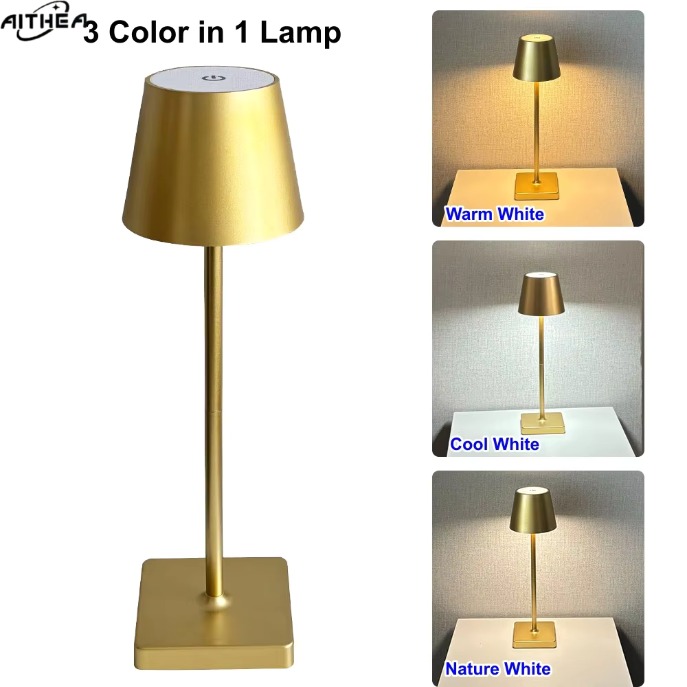 Outdoor Furniture Iron - AITHEA LED Rechargeable Table Lamp Wireless