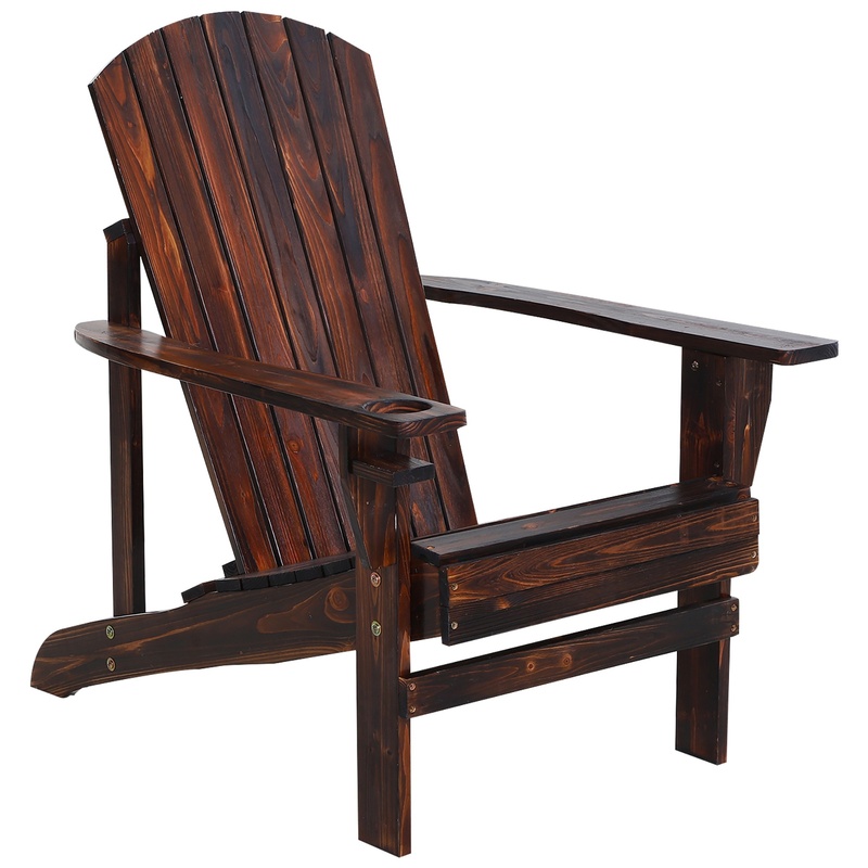 Adirondack Chair Wood - Outsunny Wooden Adirondack Chair with Cup