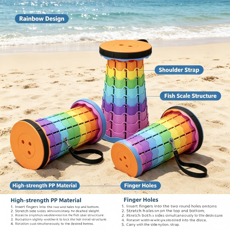 Outdoor Furniture Diy Plans - Adjustable Rainbow Telescopic Folding Stool Portable