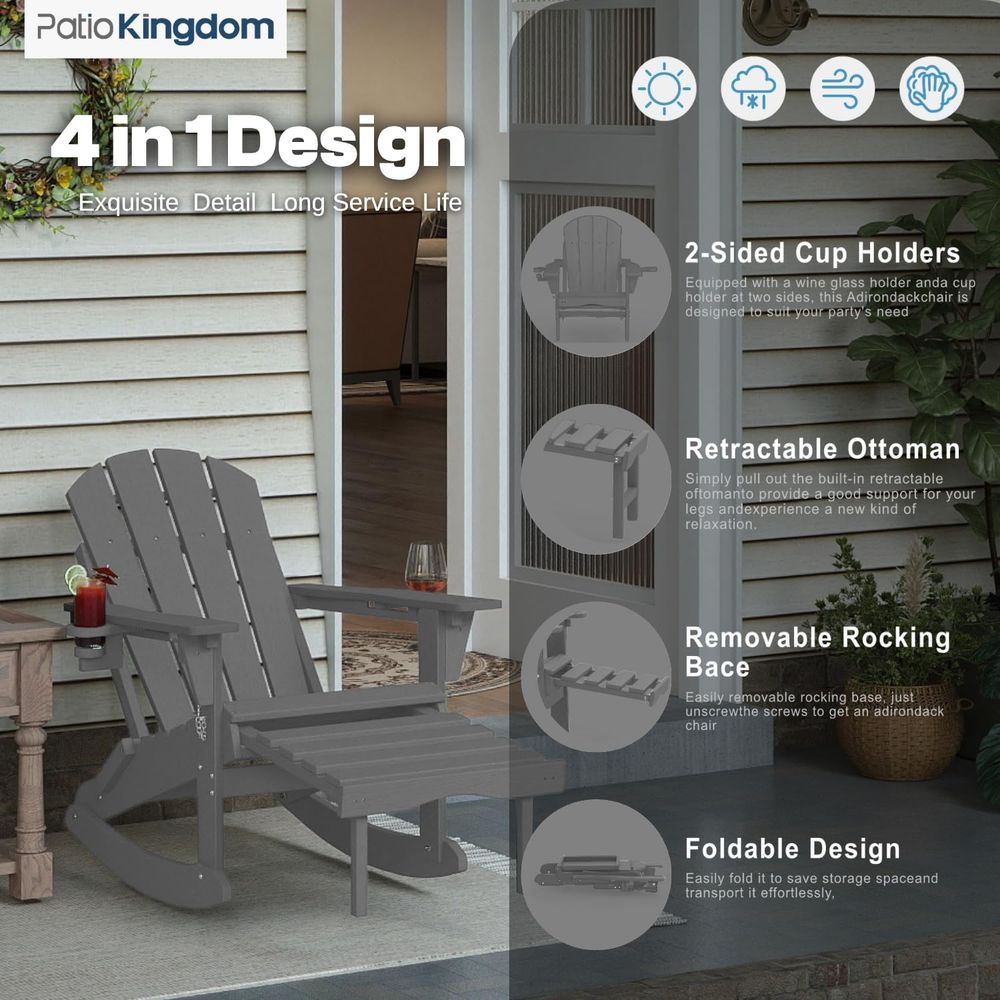 Gray Weatherproof HDPE Outdoor - đánh giá và giá Adirondack Chair Wood