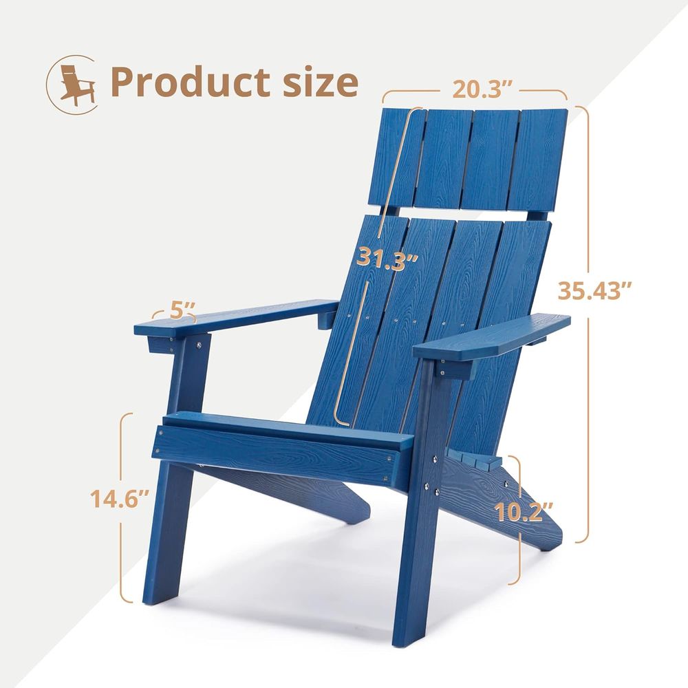 Set of 2 Navy Blue High-Back W - đánh giá và giá Adirondack Chair Wood