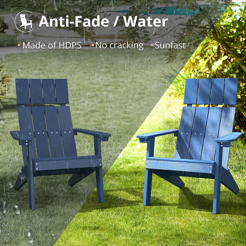 Set of 2 Navy Blue High-Back W - đánh giá và giá Adirondack Chair Wood