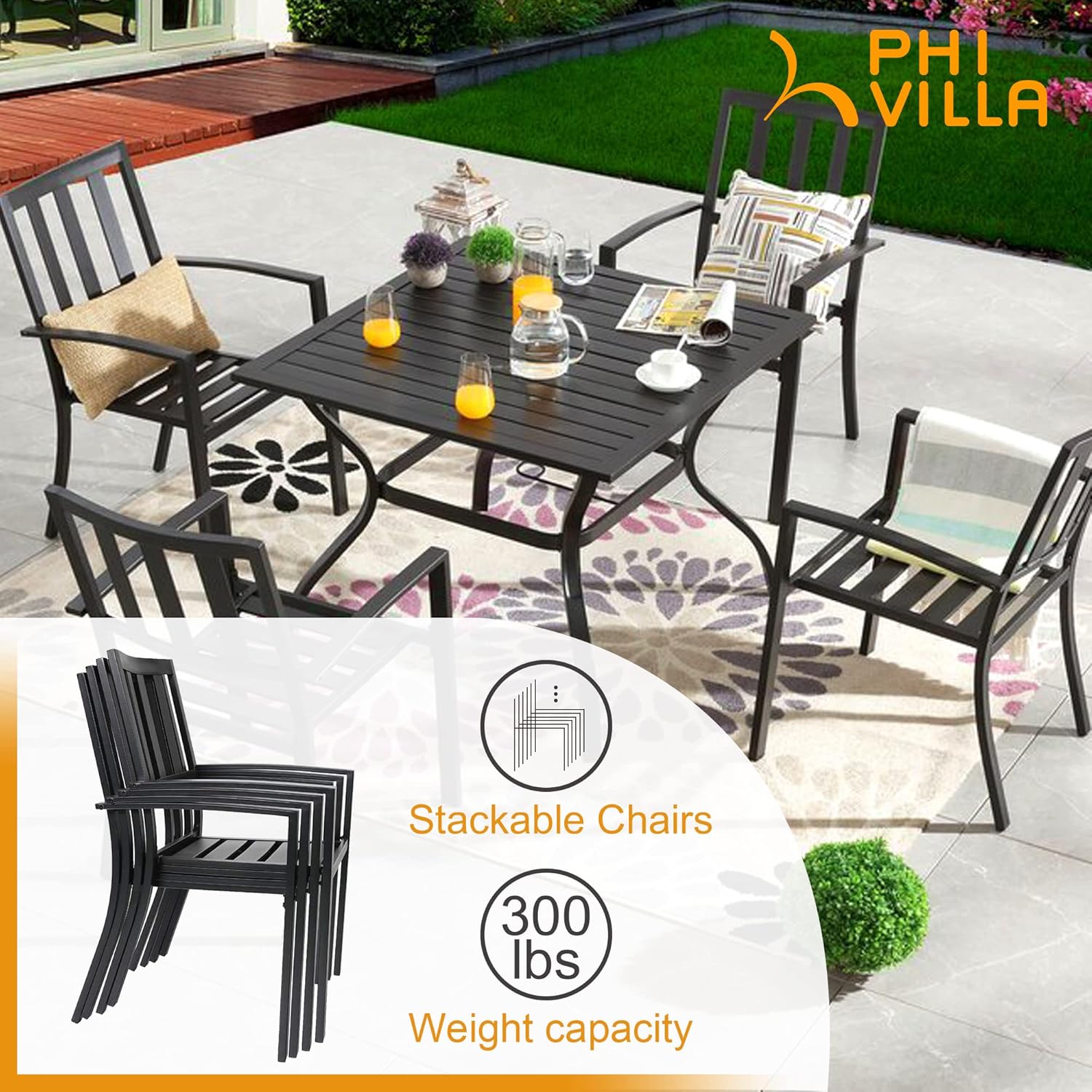2-Pack Stackable Wrought-Iron  - đánh giá và giá Outdoor Furniture Iron