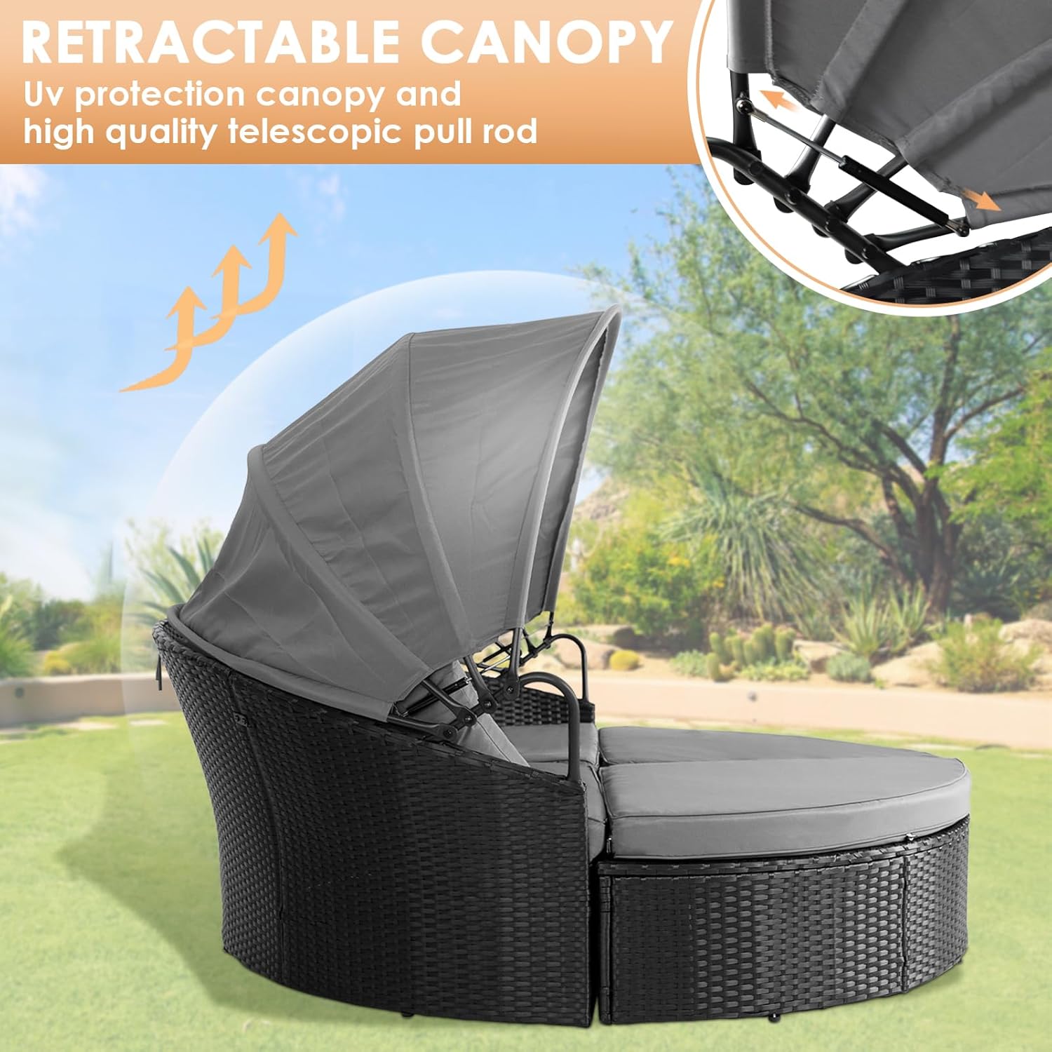 Round Canopy Daybed Sofa Set 4 - đánh giá và giá Outdoor Daybed Furniture