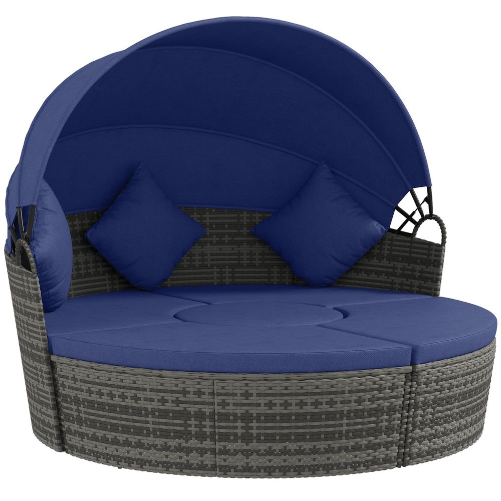 4 Piece Round Rattan Daybed, C - đánh giá và giá Outdoor Daybed Furniture