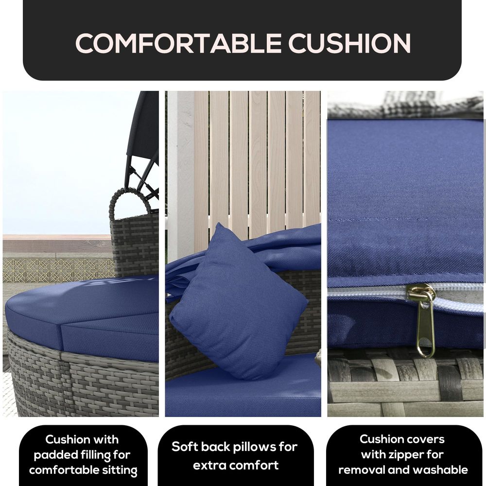 4 Piece Round Rattan Daybed, C - đánh giá và giá Outdoor Daybed Furniture