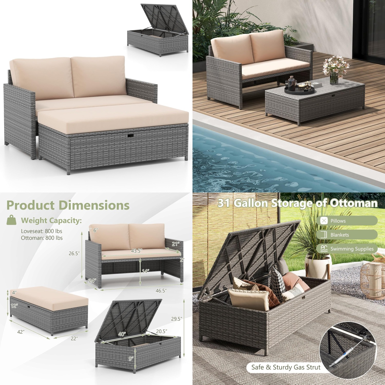 Wicker Patio Daybed Loveseat O - đánh giá và giá Outdoor Daybed Furniture