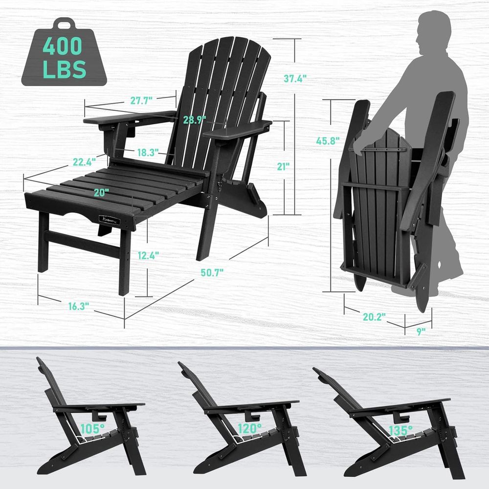 Set of 2 Adjustable Outdoor Ad - đánh giá và giá Adirondack Chair Wood
