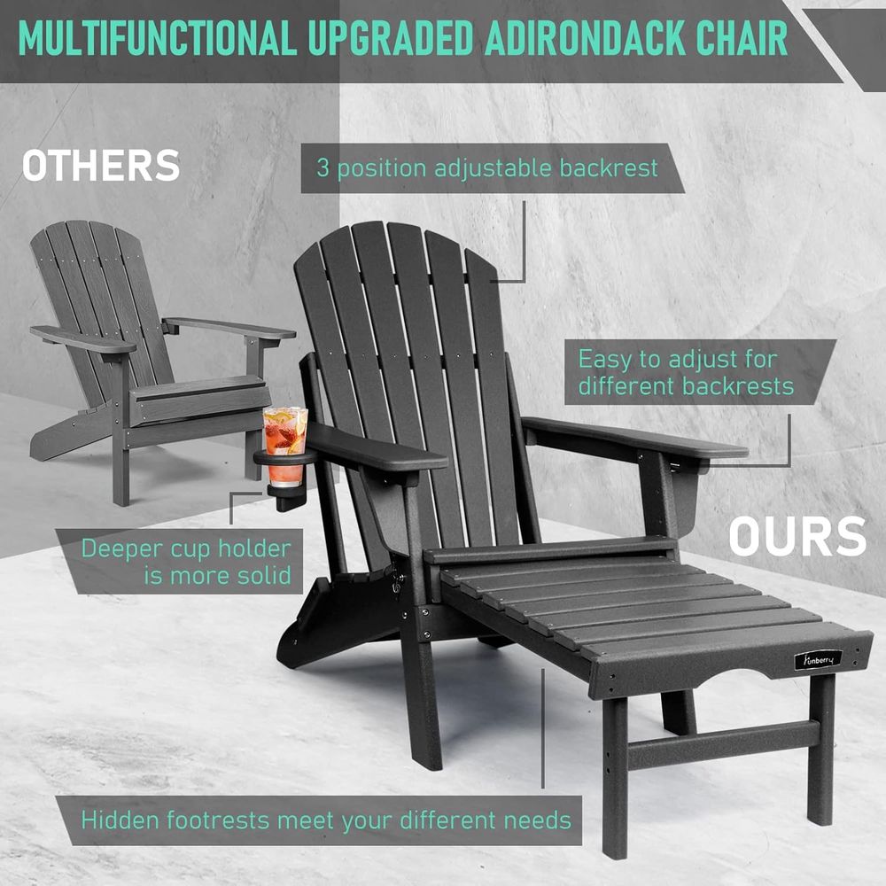 Set of 2 Adjustable Outdoor Ad - đánh giá và giá Adirondack Chair Wood