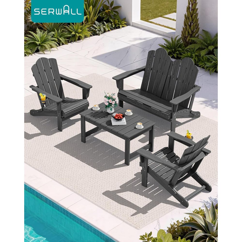 All-Weather HDPE Loveseat and  - đánh giá và giá Adirondack Chair Wood