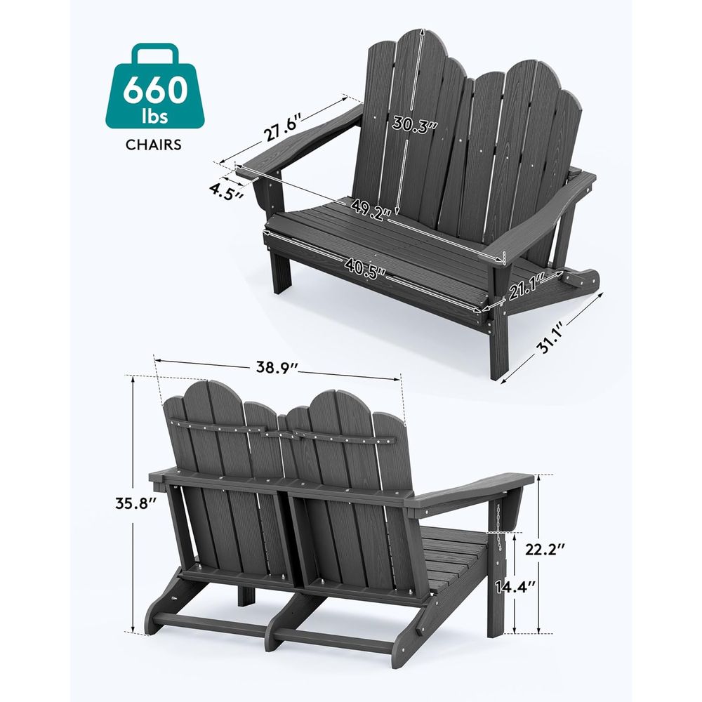 All-Weather HDPE Loveseat and  - đánh giá và giá Adirondack Chair Wood